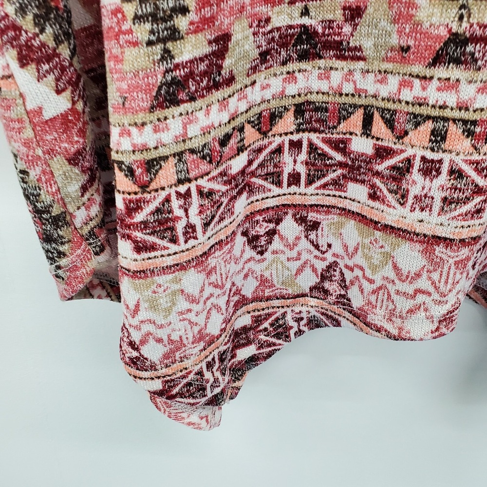 Absolutely‎ Famous Womens 3X Boho Aztec Print Top Pink Red Cowl Neck Plus Size - Picture 3 of 13